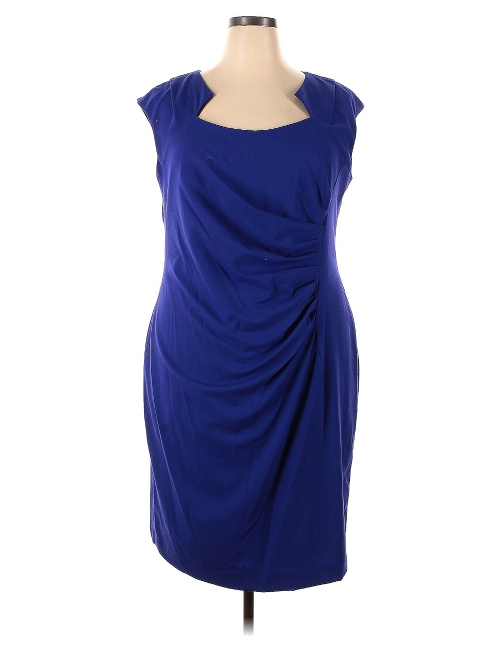 Calvin Klein Cobalt Blue Draped Cap-Sleeve Midi Dress